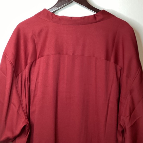 Cubavera Mens Burgundy Embroidered Short Sleeve Button Up Shirt - Picture 9 of 12